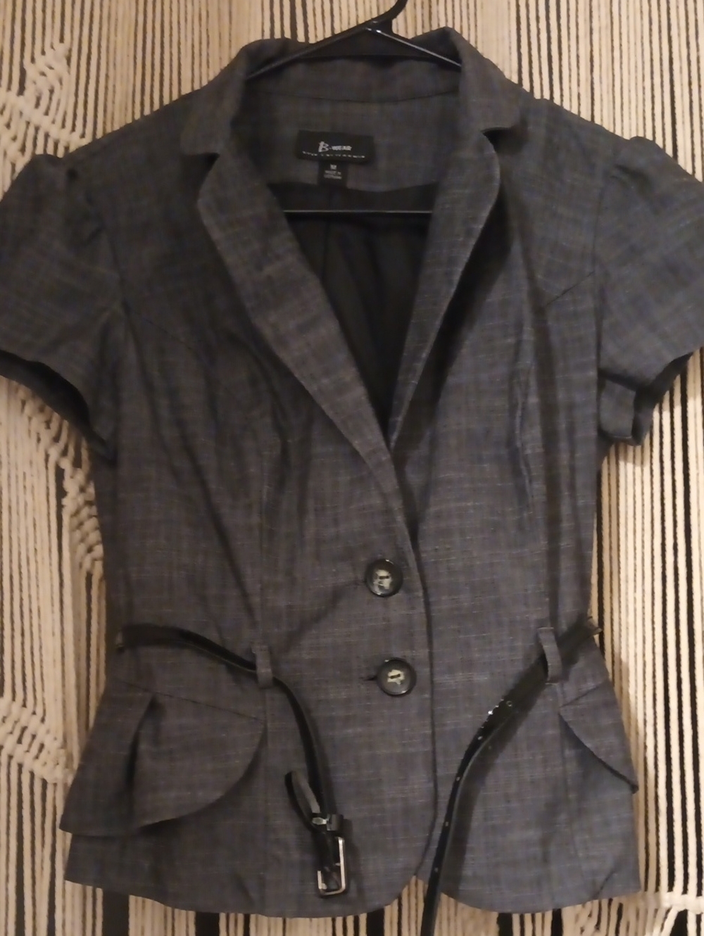 Women’s Vintage B wear Short Sleeve Gray Blazer Jacket Sz M